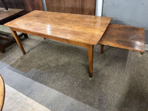 19TH CENTURY RUSTIC CHERRY FARMHOUSE TABLE WITH BREADSIDE - ADDITIONAL PHOTO 1