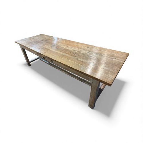 19TH CENTURY ELM FARMHOUSE TABLE WITH ONE SIDE DRAWER - ADDITIONAL PHOTO 1
