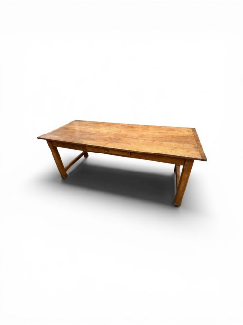 19TH CENTURY ASH END STRETCHER FARMHOUSE TABLE
