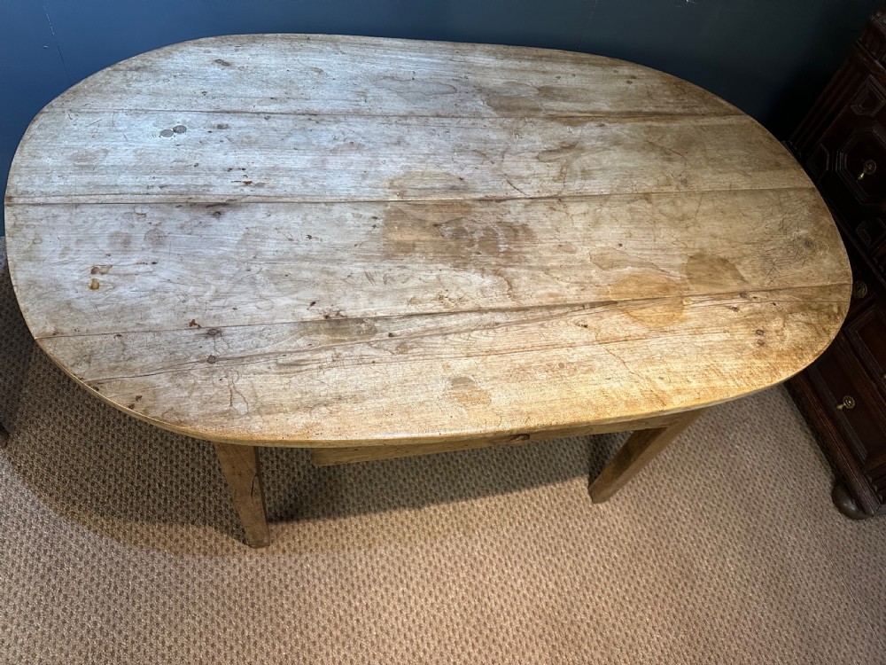 Pale Antique Walnut Oval Ended Rustic Dining Table View IV