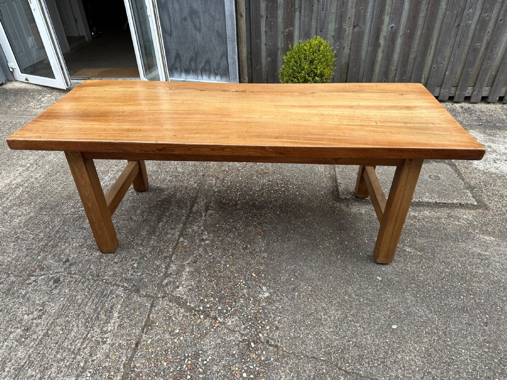 Antique Pale Elm Farmhouse Table 