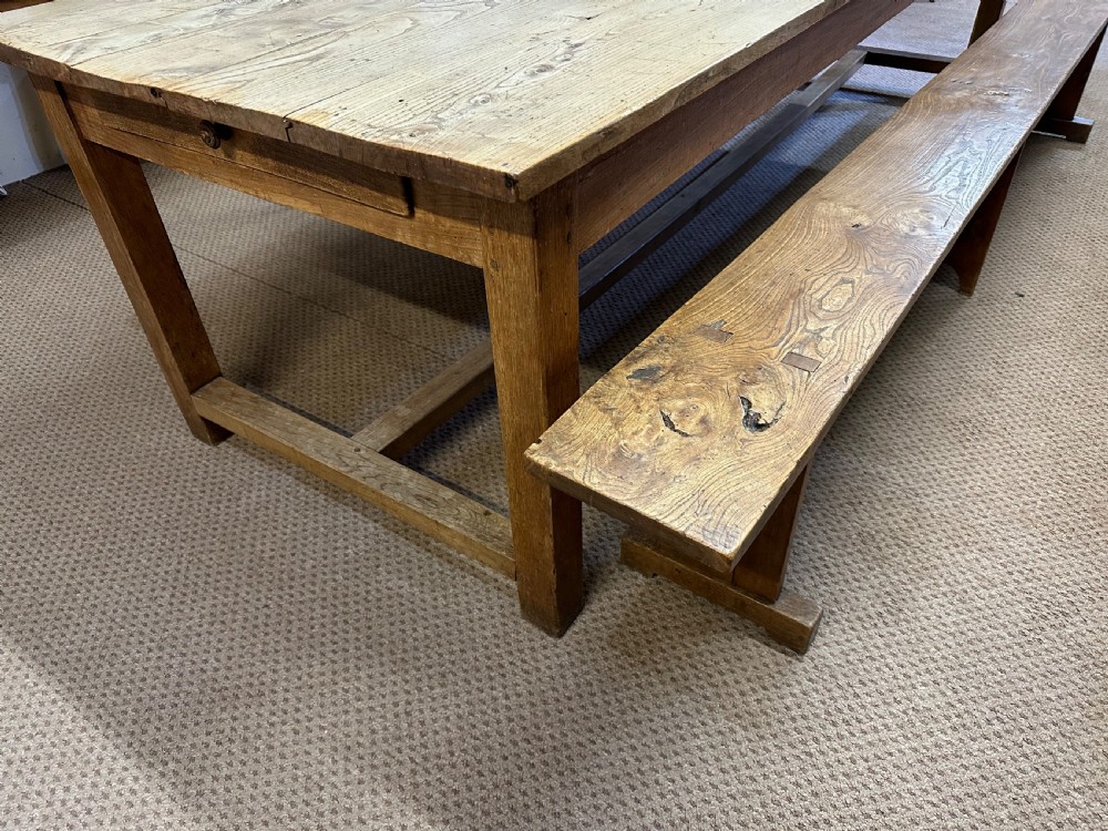 Large early 19th Century Elm Farmhouse Table  View IV