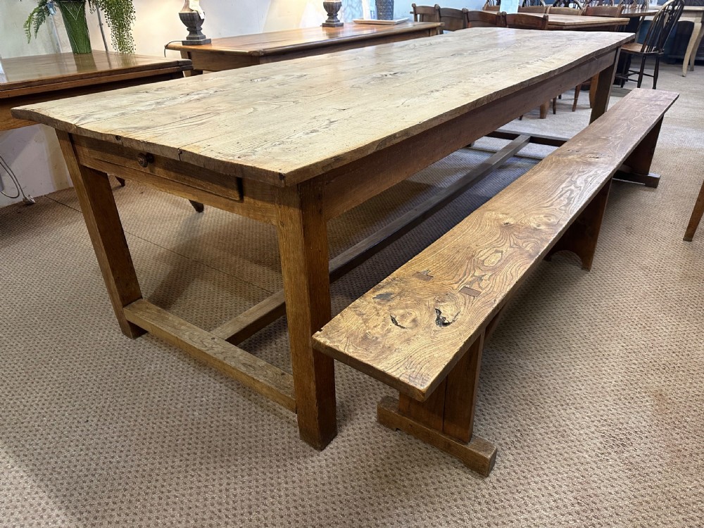 Large early 19th Century Elm Farmhouse Table  View VI