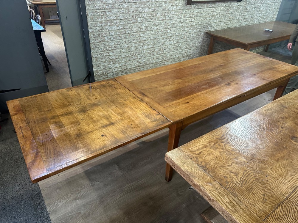 Large Antique Cherry Double Draw Leaf Table  View V