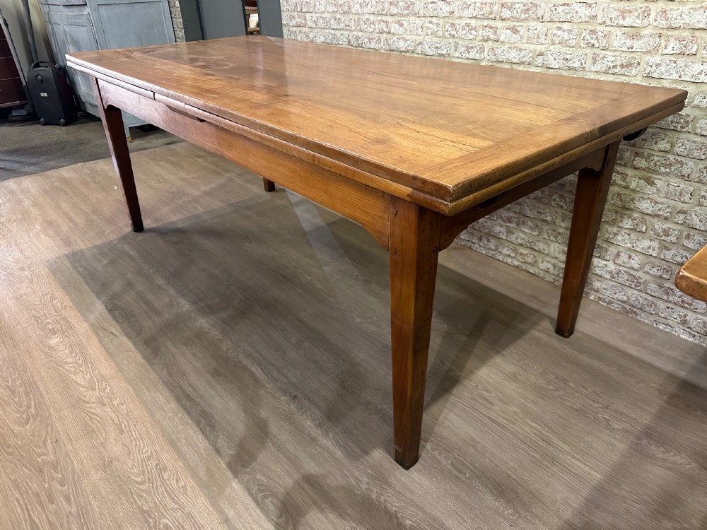 Large Antique Cherry Double Draw Leaf Table  View IX
