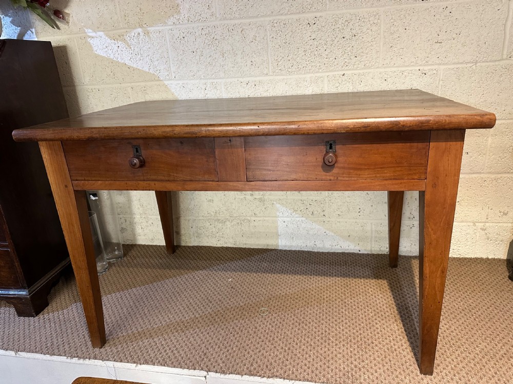 Early 19th Century Cherry Two Drawer Table View V
