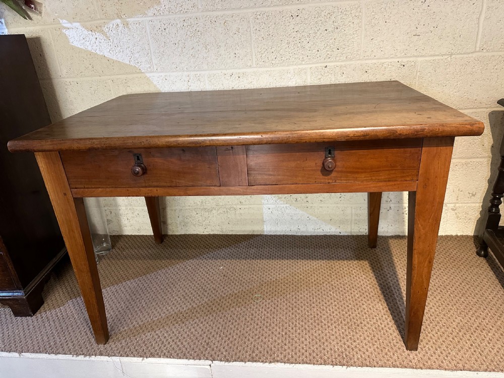 Early 19th Century Cherry Two Drawer Table View VI