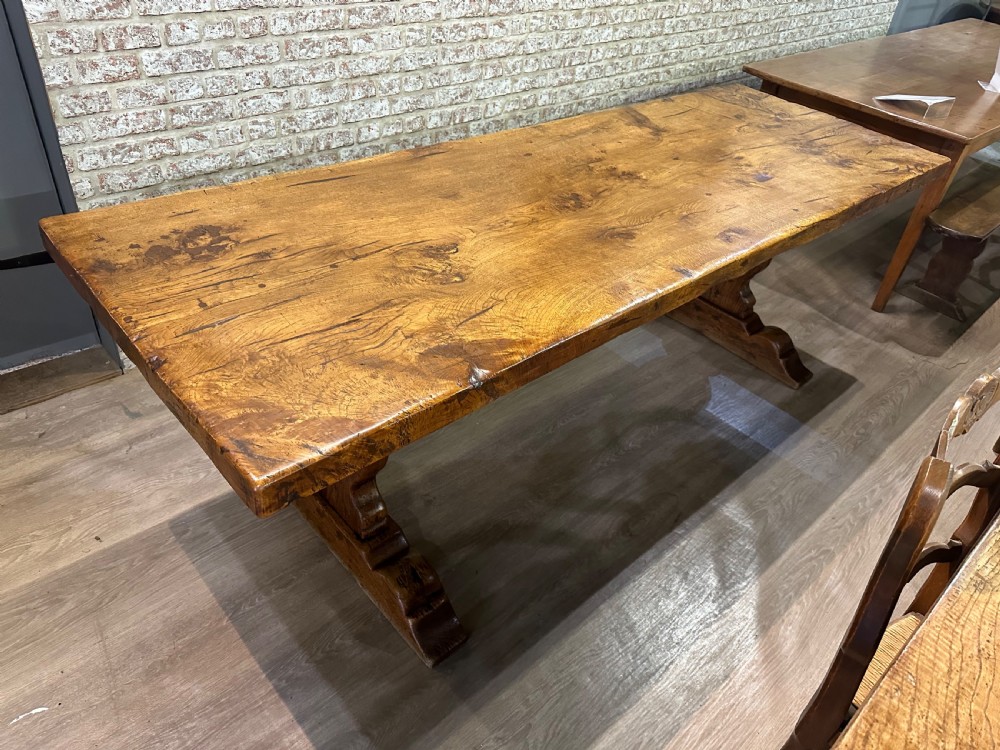Antique Single Plank Top Trestle Dining Table View II