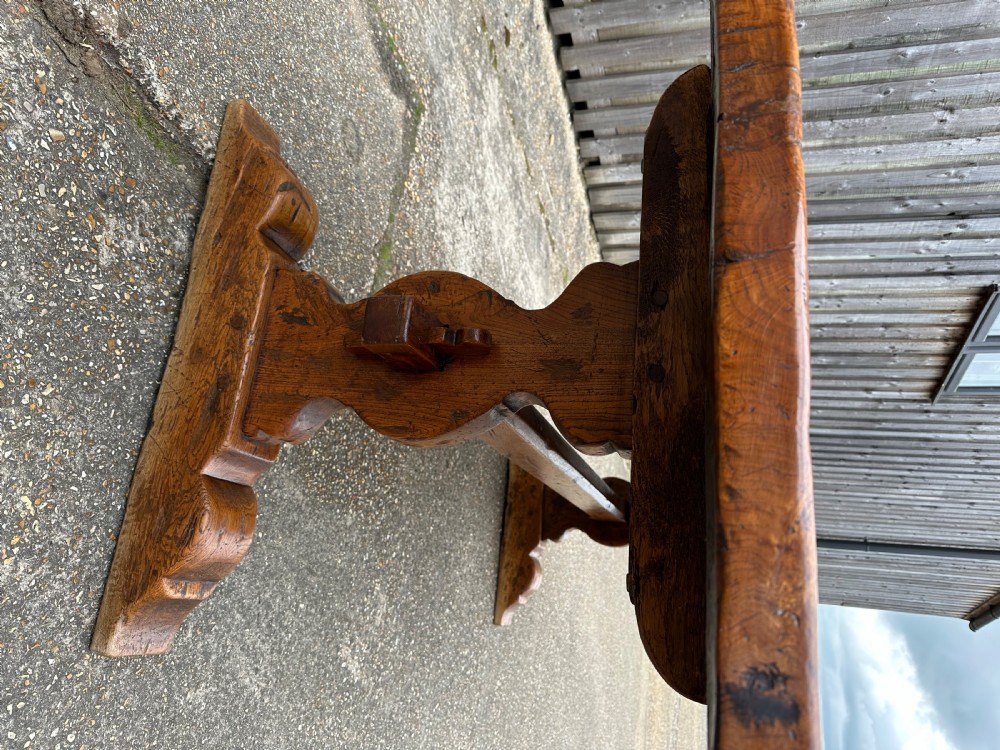 Antique Single Plank Top Trestle Dining Table View VI