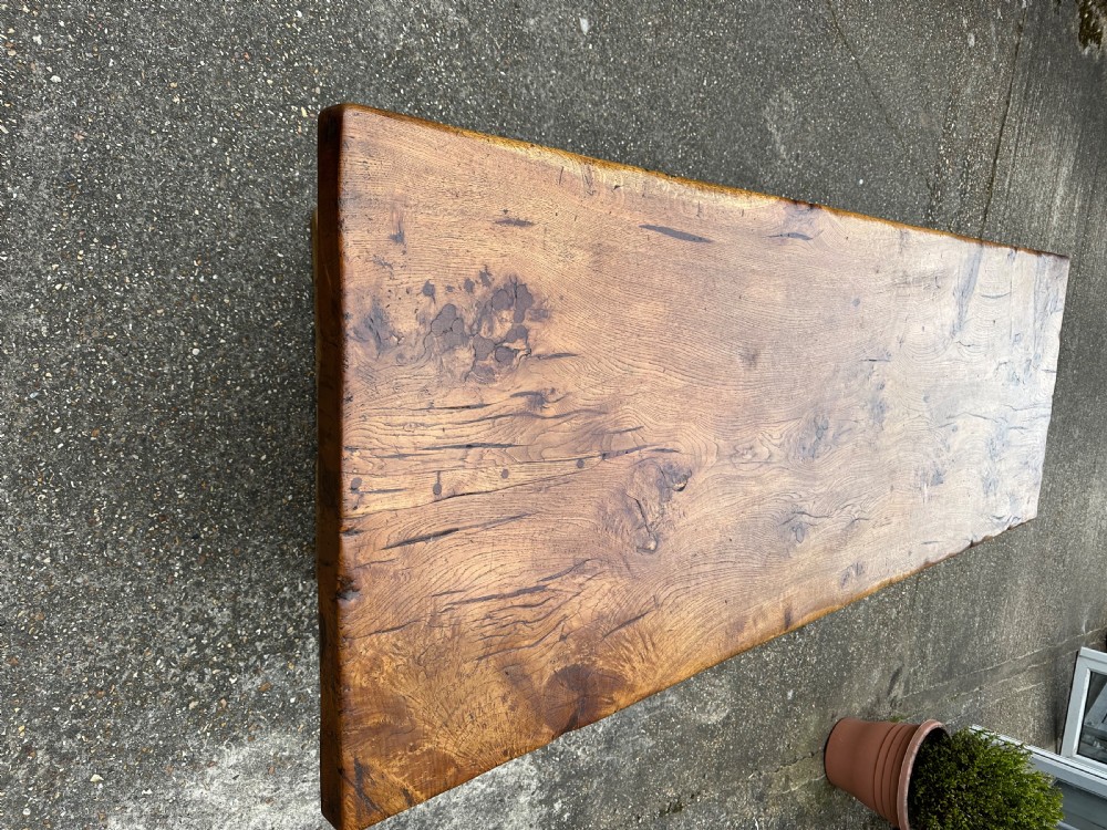 Antique Single Plank Top Trestle Dining Table View VII
