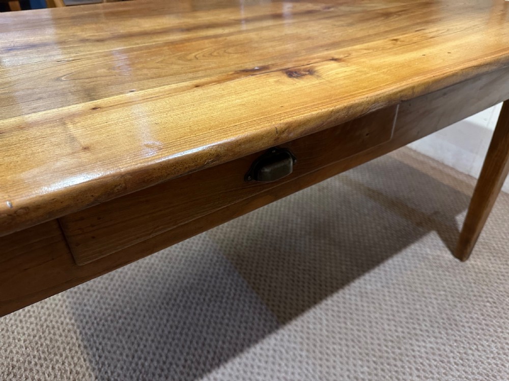 19th Century Cherry Dining Table with tapered legs and one drawer View III