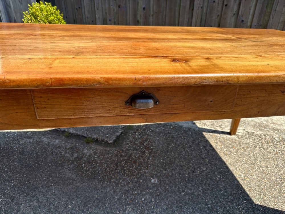19th Century Cherry Dining Table with tapered legs and one drawer View VI