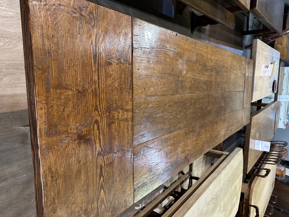 18th Century Oak Rustic Farmhouse Table with two extension leaves View IV