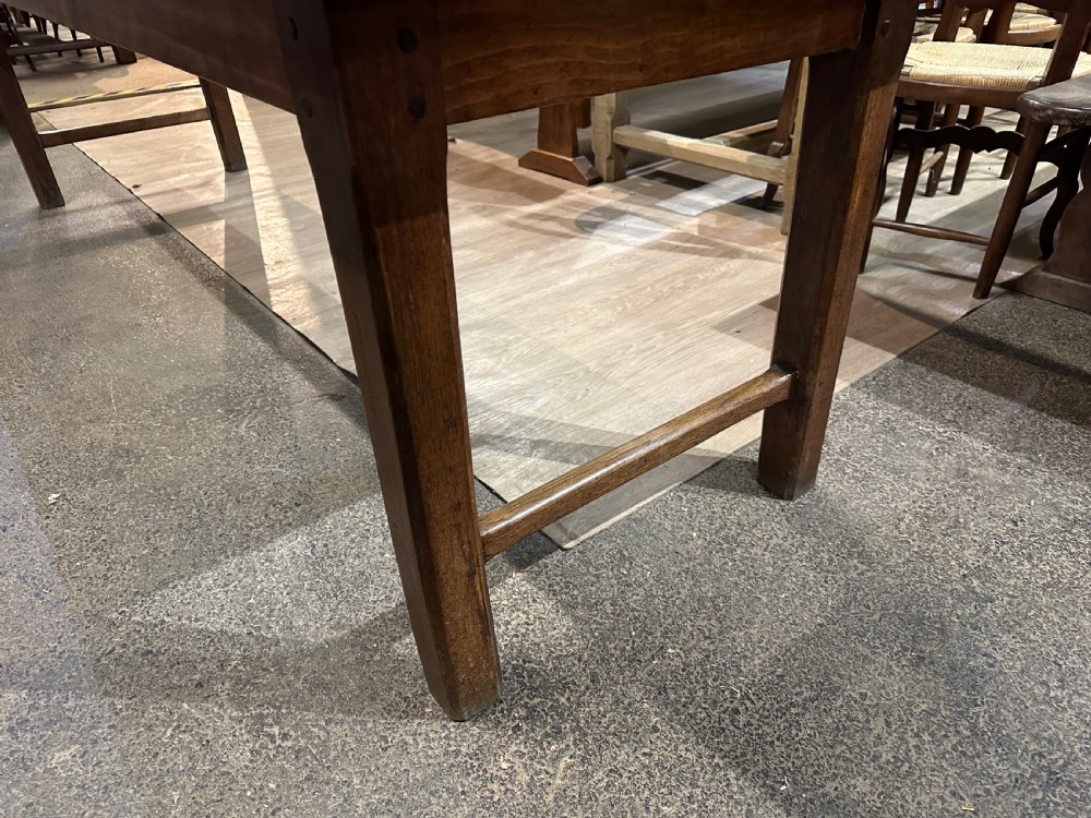 19th Century Beech Dining Table with End Stretcher View IV