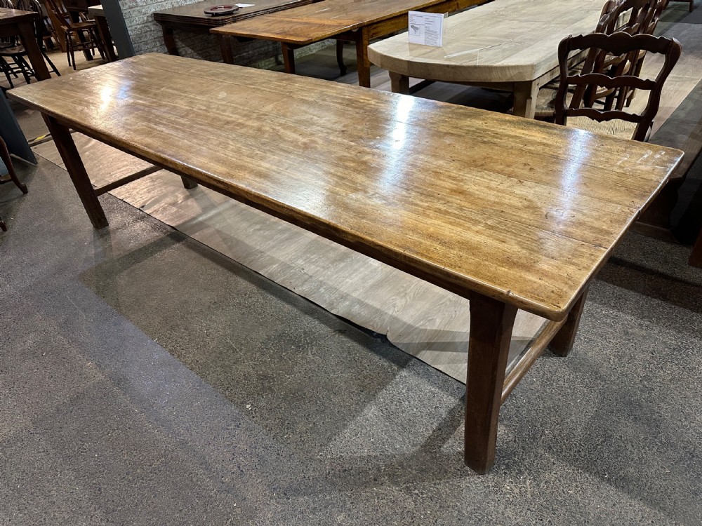 19th Century Beech Dining Table with End Stretcher View V