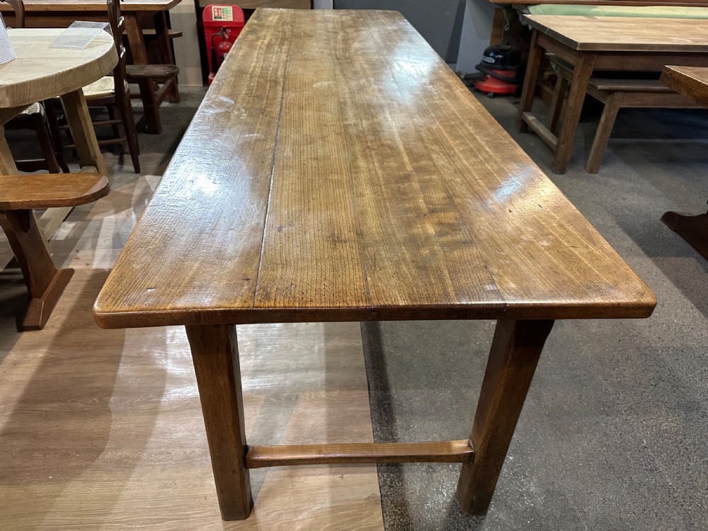 19th Century Beech Dining Table with End Stretcher View VI