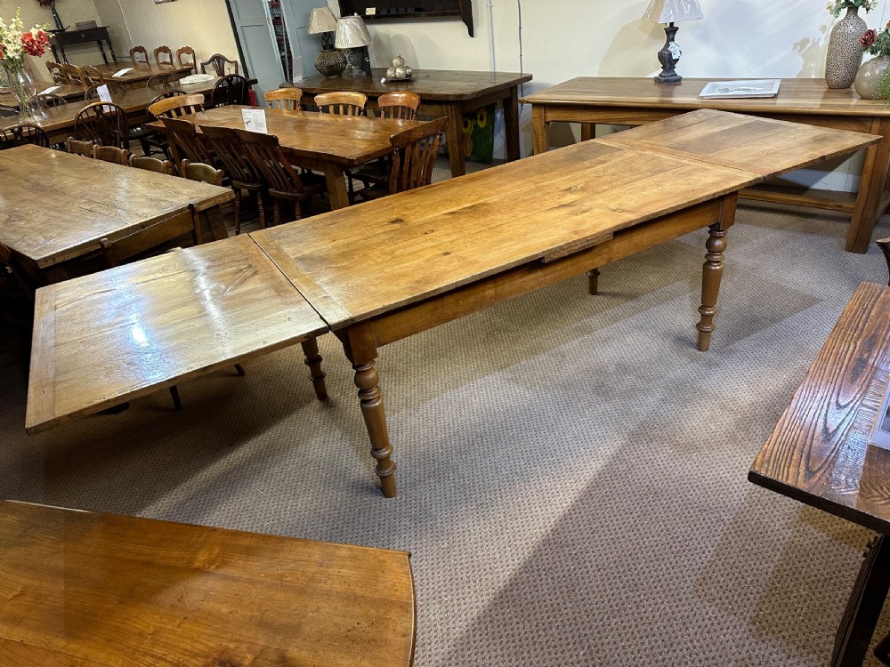 19th Century Pale Cherry Double Extending Farmhouse Table View III