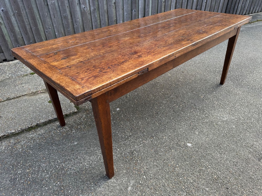 Antique Oak Wide Double Extending Table View II