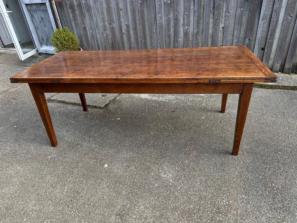 Antique Oak Wide Double Extending Table View IV