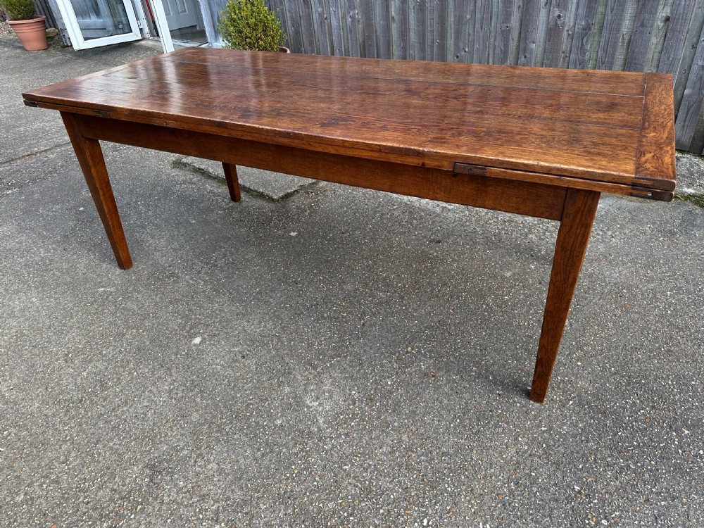 Antique Oak Wide Double Extending Table View V