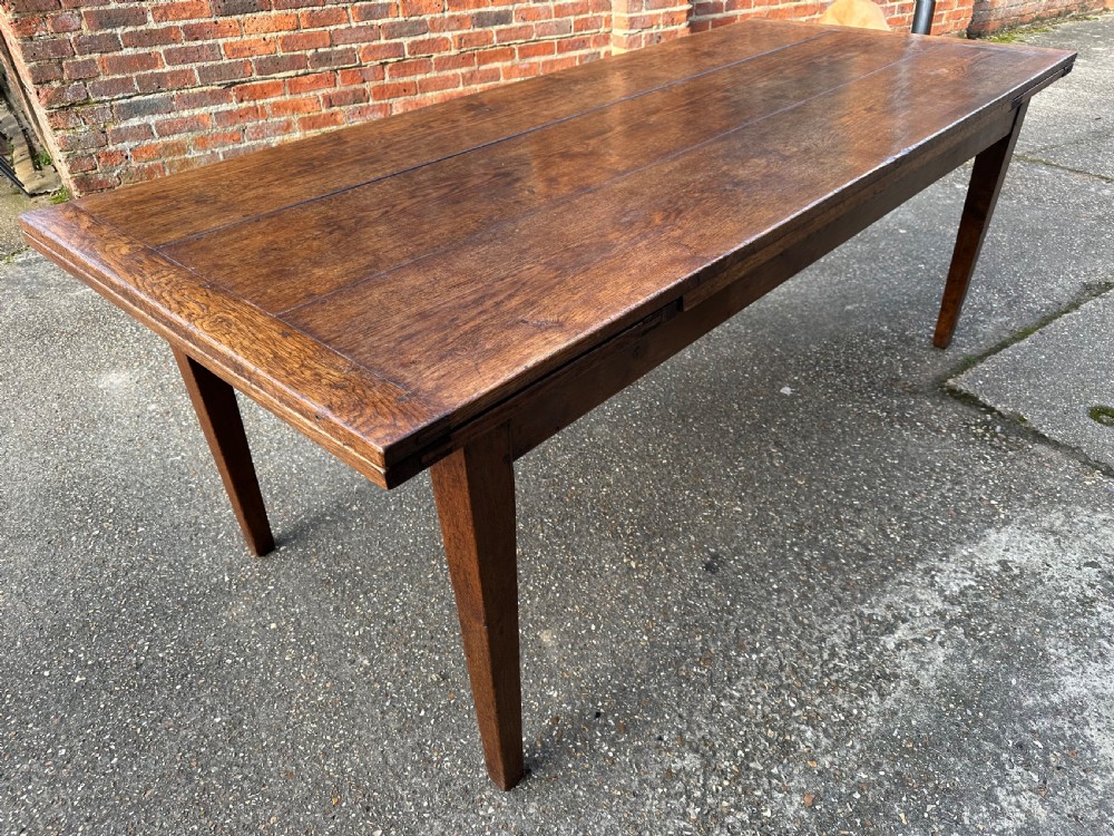 Antique Oak Wide Double Extending Table View VI