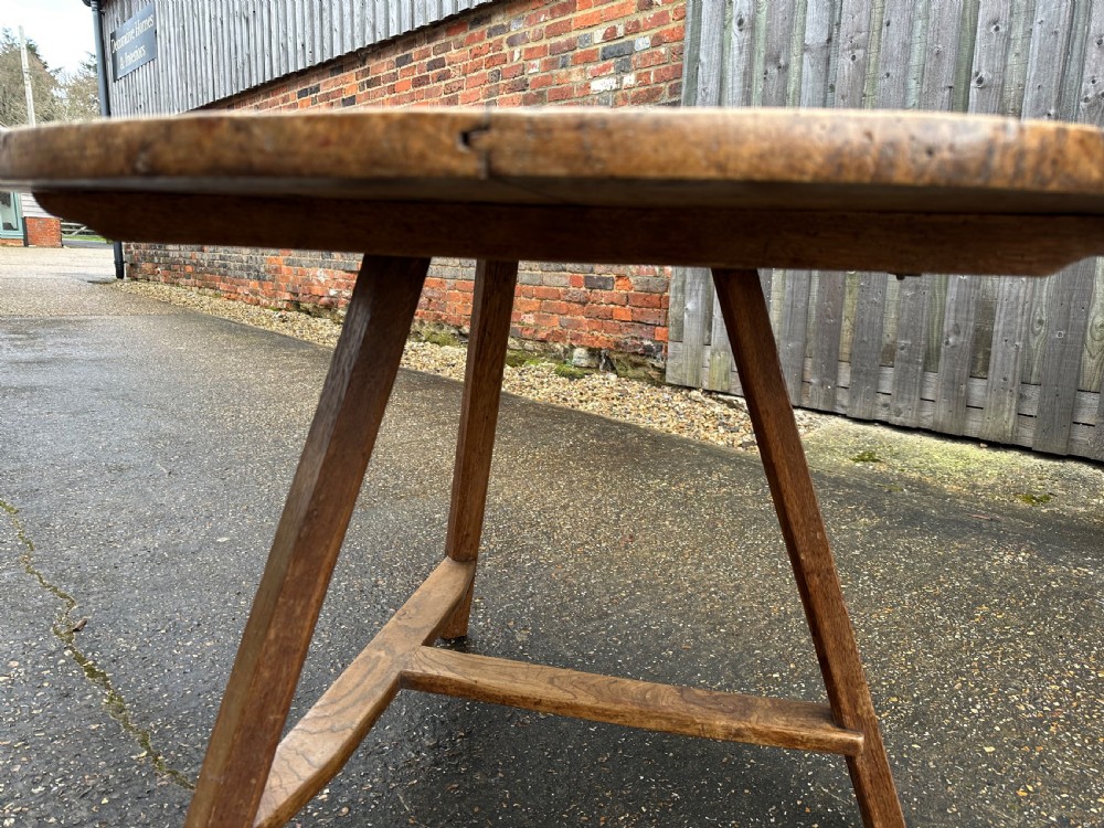Antique Round Tilt Top Burr Ash Cricket Table View VII