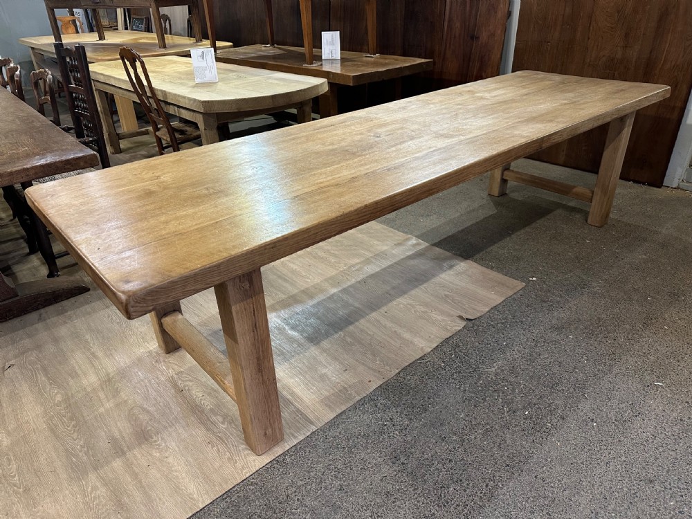 Antique 3m Pale Oak French Farmhouse Table View V