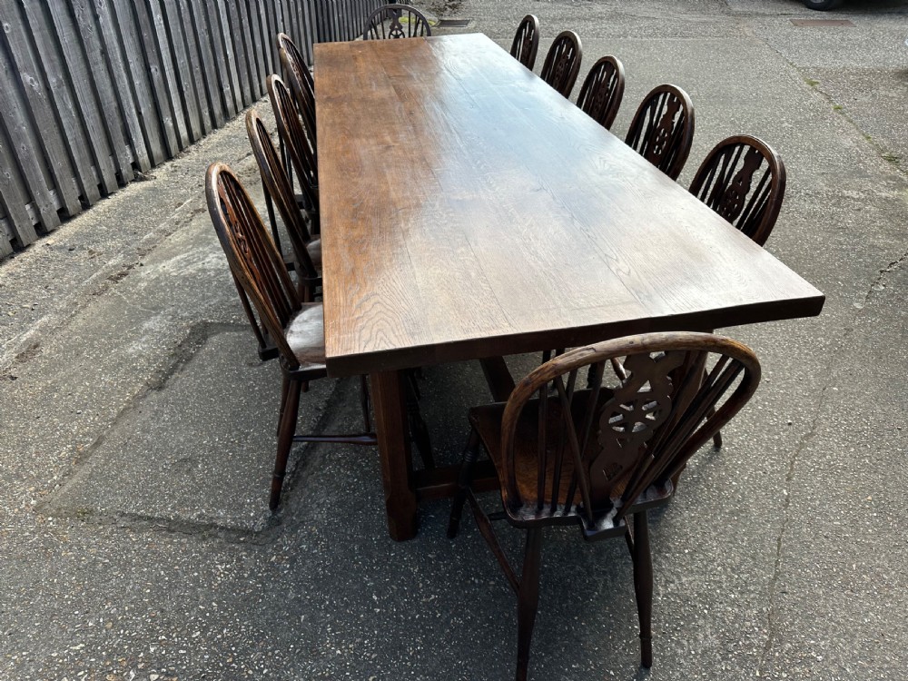 Antique 3m Oak Farmhouse Table  View V