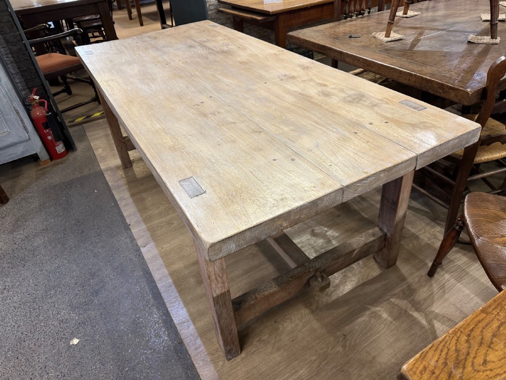 Antique Pale Oak Farmhouse Table View IV