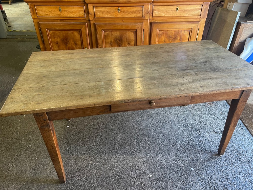 Antique Small Pale Oak Farmhouse Table 