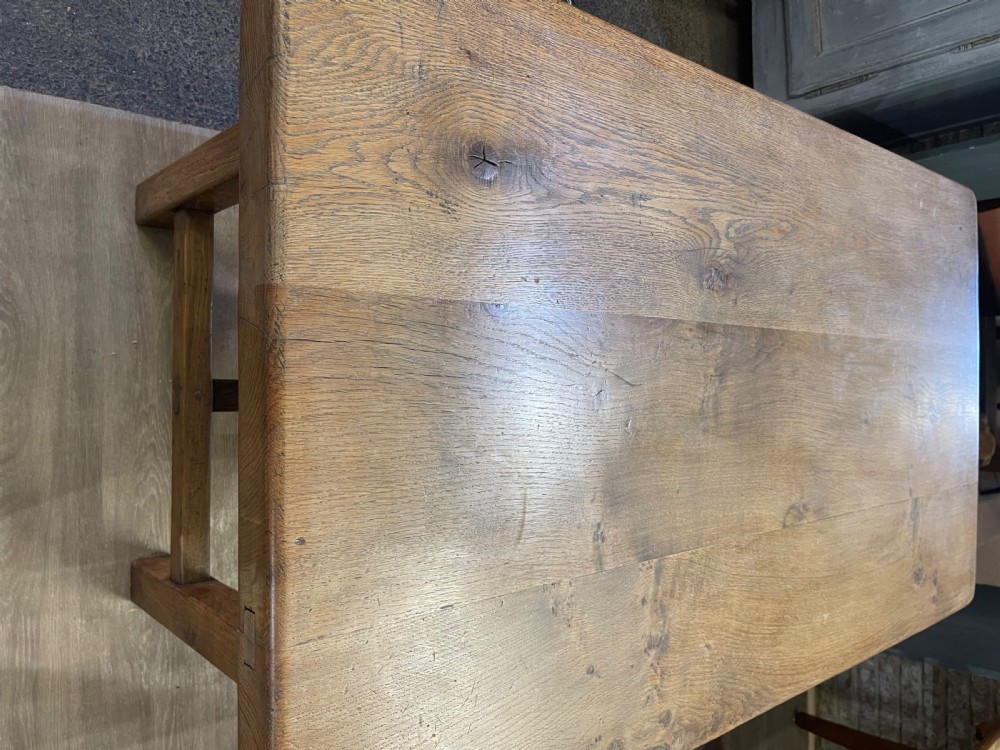 Antique Pale Oak Thick Top Farmhouse Table View II