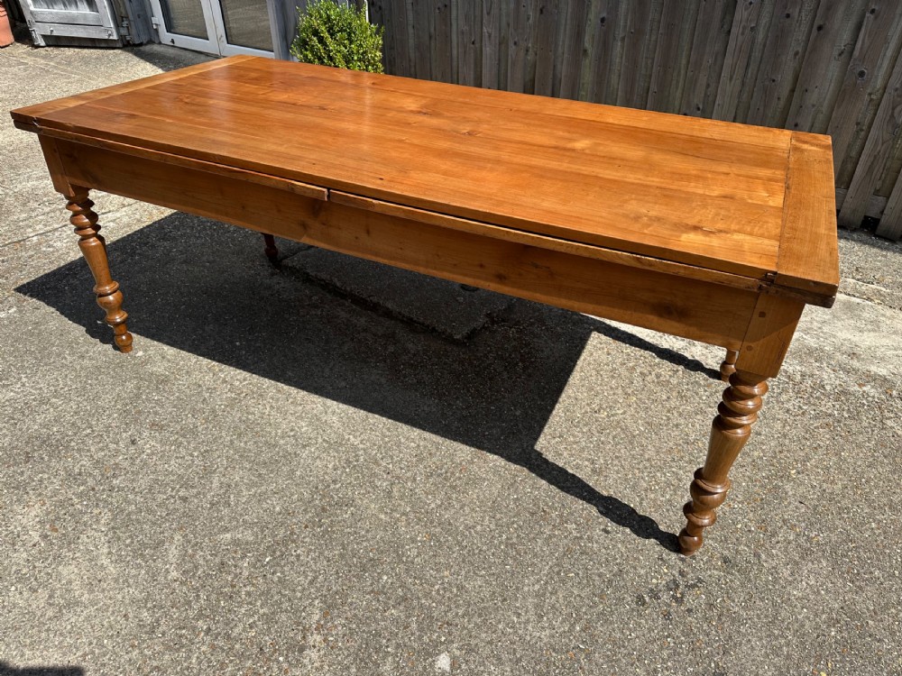 19th Century Cherry Double Extending Dining Table with drawer View III