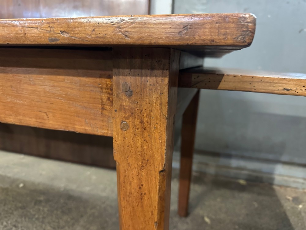 19th century Rustic Cherry farmhouse table with breadside View VI