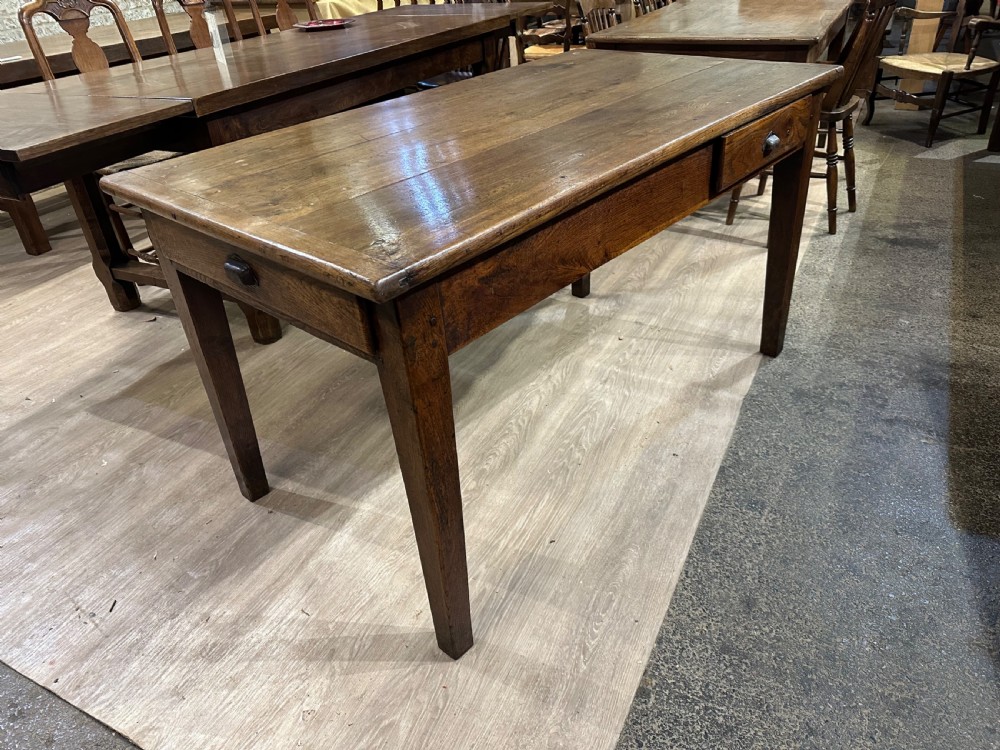 19th Century Two drawer Oak Farmhouse Table