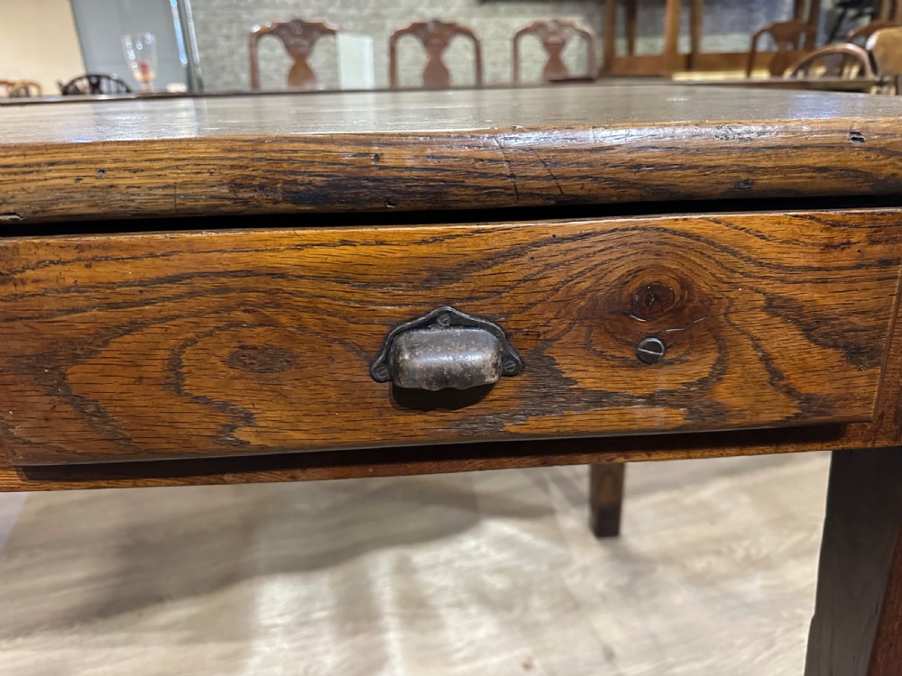 19th Century Two drawer Oak Farmhouse Table View IV