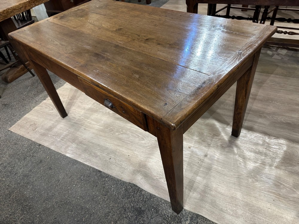19th Century Two drawer Oak Farmhouse Table View V