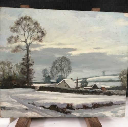 OIL ON BOARD UP EXE FARM IN DEVON IN JANUARY - ADDITIONAL PHOTO 1