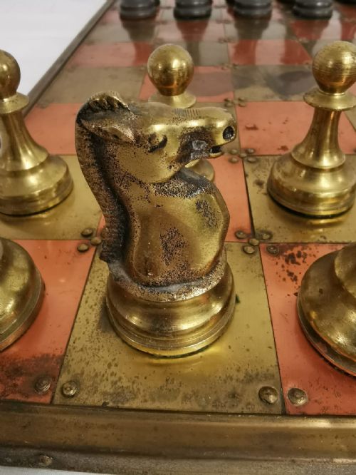 A UNUSUAL ART'S AND CRAFTS CHESS SET AND BOARD - ADDITIONAL PHOTO 4