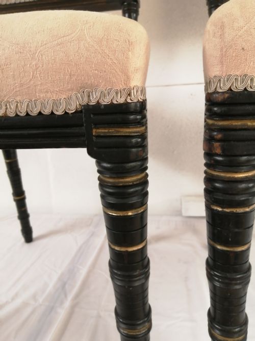 PAIR OF ASTHETIC MOVEMENT GILT AND EBONISED SIDE CHAIRS - ADDITIONAL PHOTO 1