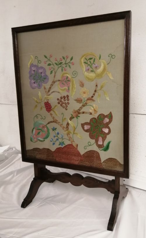 antique embroidered screen table - CATEGORY: ANTIQUE FURNITURE - DATED 1920