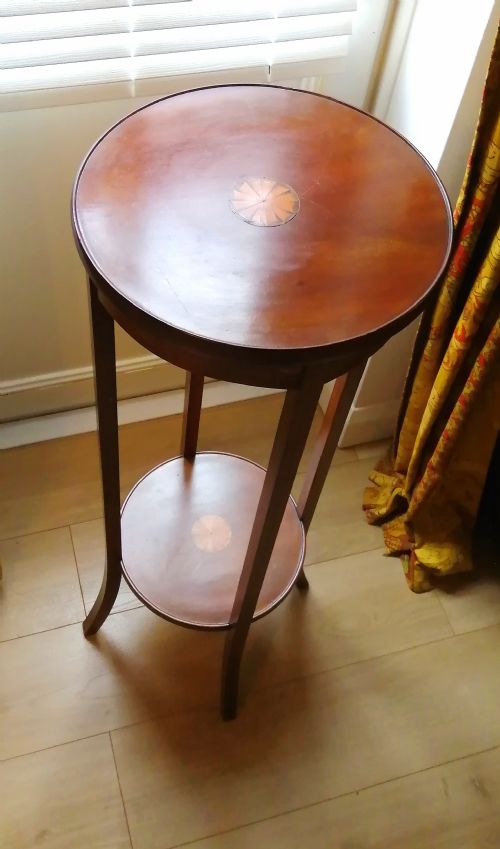 edwardian inlaid plant stand - CATEGORY: ANTIQUE FURNITURE - DATED EDWARDIAN