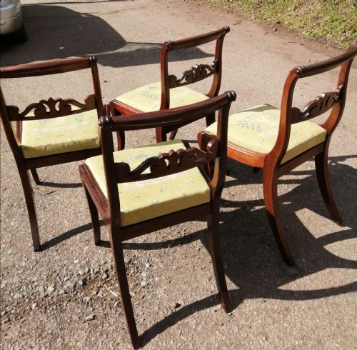 4 REGENCY CHAIRS WITH FINE NEEDLEWORK HERALDIC SEATS - ADDITIONAL PHOTO 3