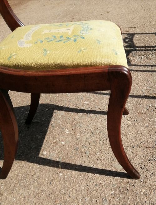 4 REGENCY CHAIRS WITH FINE NEEDLEWORK HERALDIC SEATS - ADDITIONAL PHOTO 5