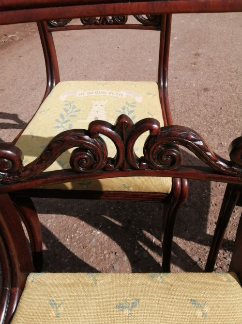 4 REGENCY CHAIRS WITH FINE NEEDLEWORK HERALDIC SEATS - ADDITIONAL PHOTO 7