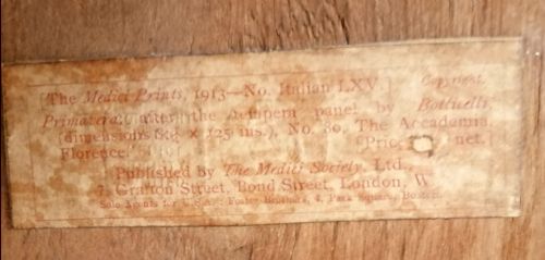 A LARGE ANTIQUE MIDICI PRINT OF PRIMAVERA - ADDITIONAL PHOTO 2