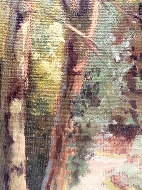 ORIGINAL OIL ON BOARD TALL TREES - ADDITIONAL PHOTO 1