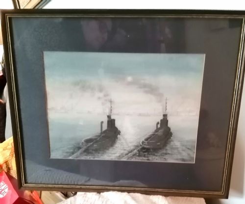 an original watercolortwo tugs - CATEGORY: ANTIQUE ART - DATED 1960