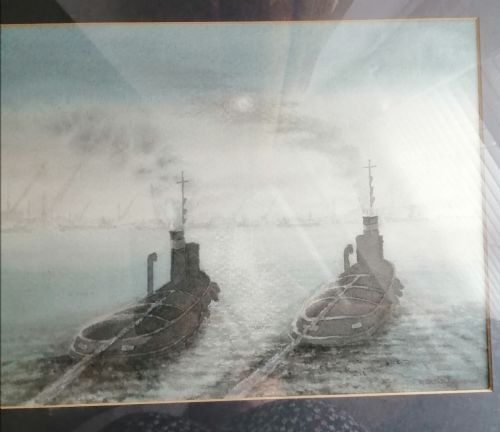 AN ORIGINAL WATERCOLORTWO TUGS - ADDITIONAL PHOTO 5