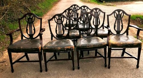 antique set of 8 mahogany dining chairs - CATEGORY: ANTIQUE CHAIRS - DATED 19TH CENTURY