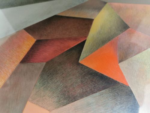 ORIGINAL SIGNED CUBIST TEMPRA PAINTING - ADDITIONAL PHOTO 1